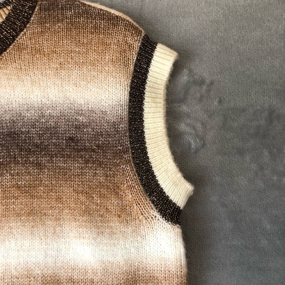 Marled Sweater Vest Size M Crewneck Gradient Stripes Preppy Chunky Lighweight - Picture 5 of 11